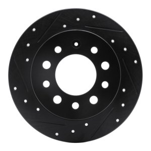 Hyundai Tiburon Brake Rotor (1) - Rear Left - R1 Concepts - Drilled & Slotted - Black - `03-`08